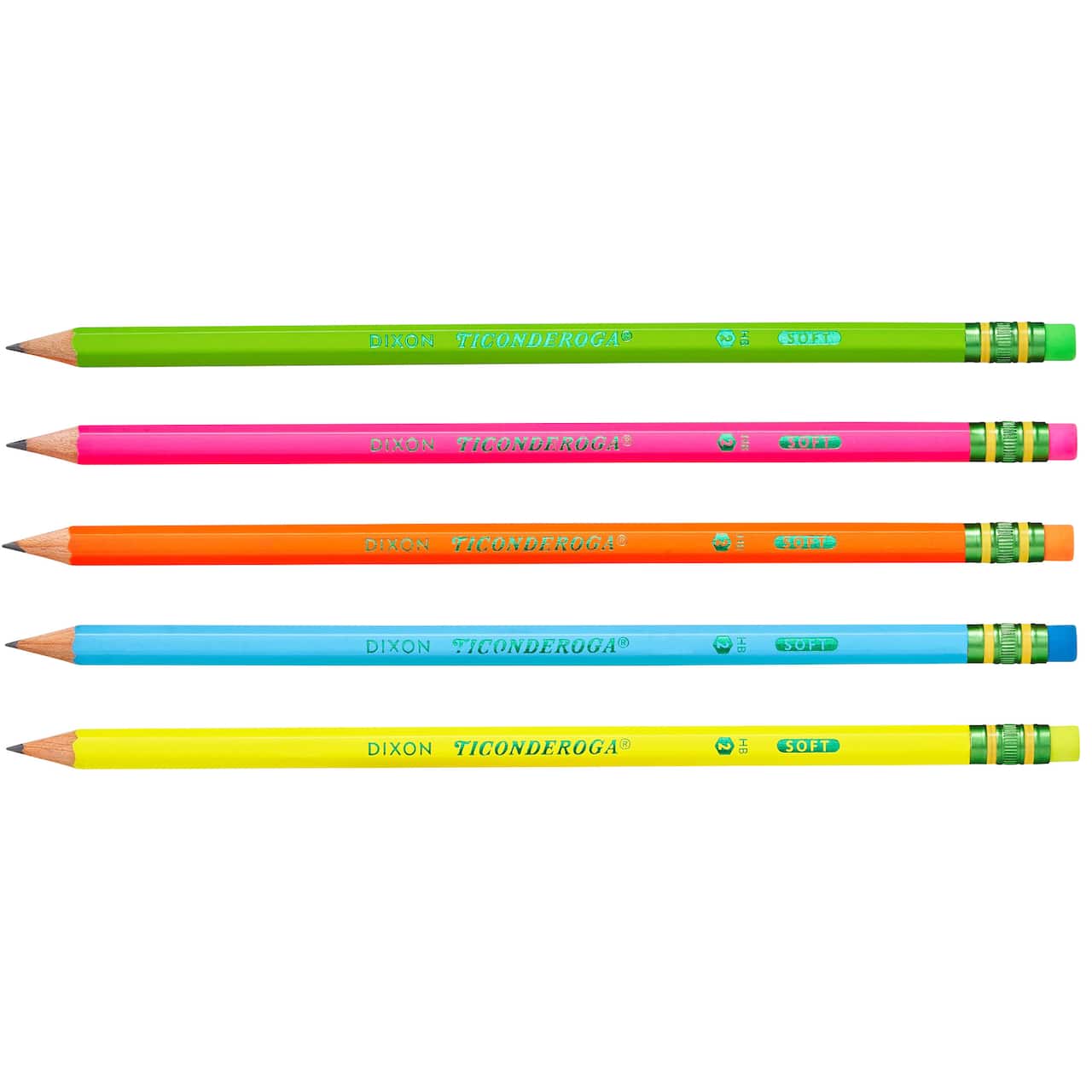 Ticonderoga® No.2 HB Neon Wood-Cased Pencil Set